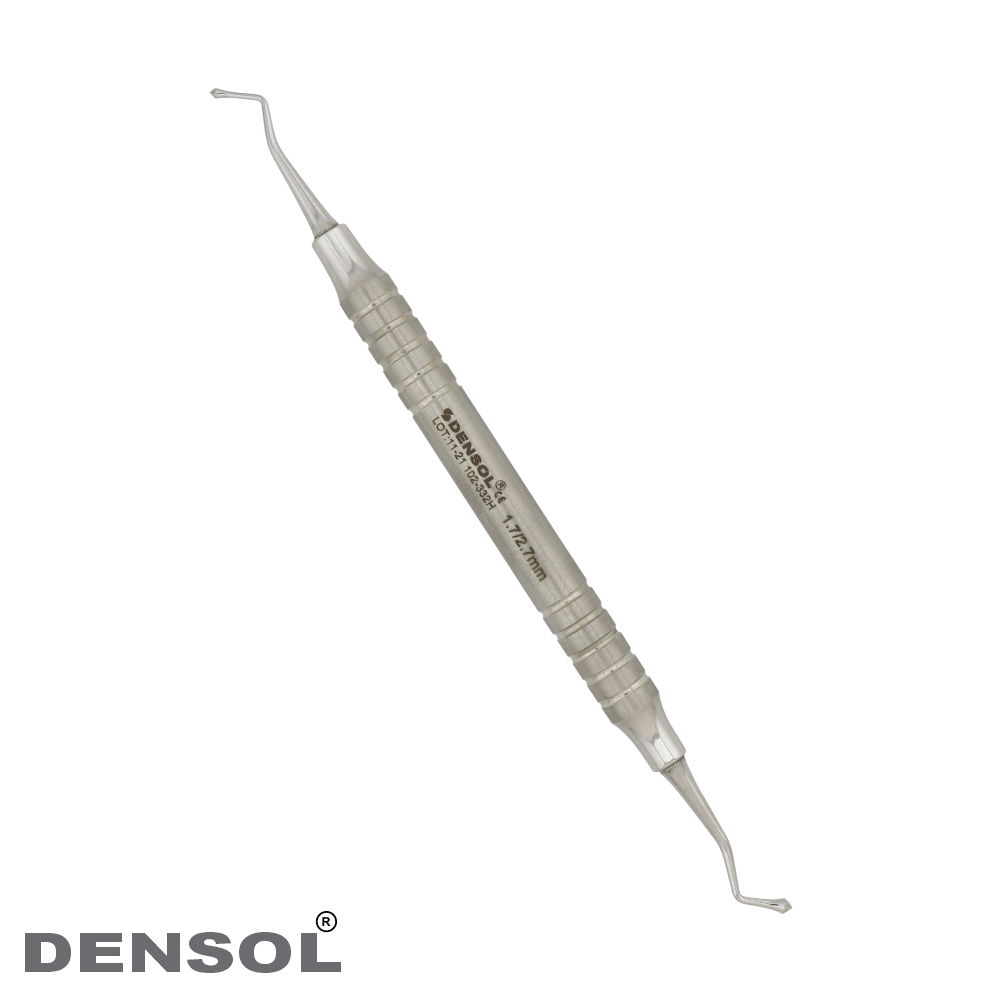 Burnisher Westcott 1.7mm/2.7mm Acorn Shaped #21 dental instrument with stainless steel body, round hollow handle, and curved ends for composite filling procedures. Precision tool for restorative dentistry.