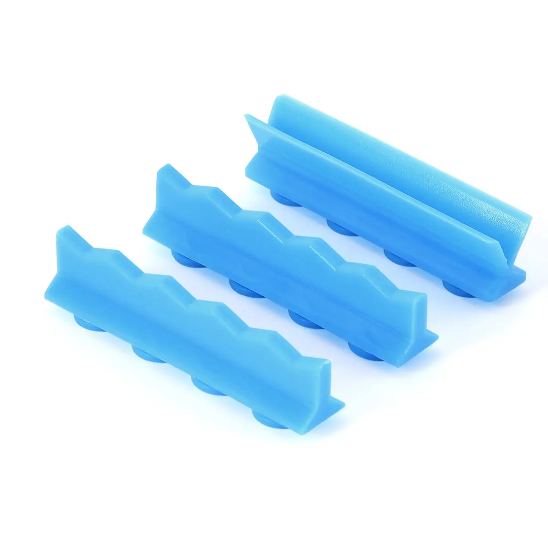 Blue plastic dental instrument holders for Dental Instrument Disinfection Box Sterilization Rack Autoclavable Tray, designed to securely organize and protect dental tools during sterilization process.