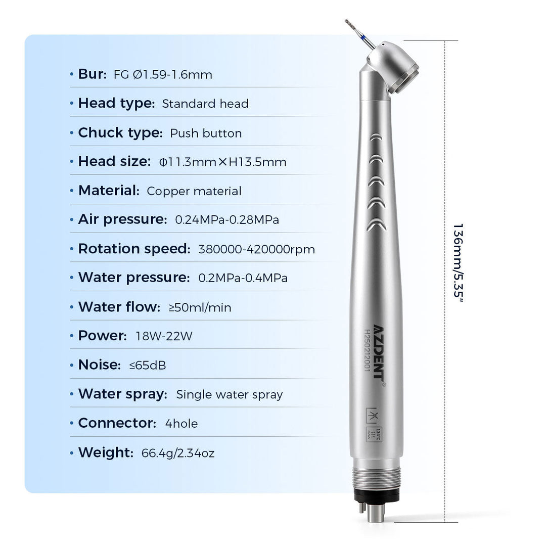 Dental 45 Degree High Speed Handpiece Standard Head 4 Hole