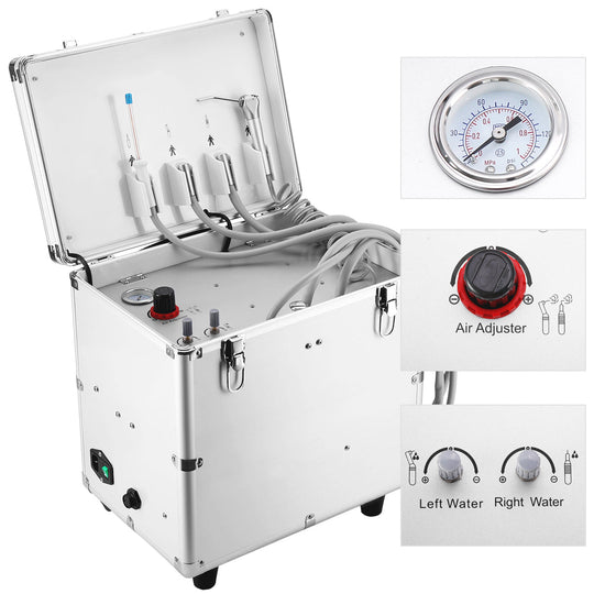 Portable Dental Turbine Machine Dental Delivery Unit Suction System with Air Compressor 4 Holes BD-402B Pull Rod