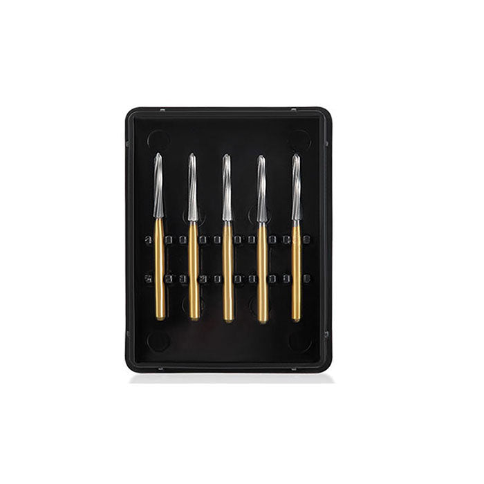 Dental Endodontic Carbide Burs FG Titanium Coated For Shaping Refining Endodontic Access Preparations 21/25/28mm 5Pcs/Box