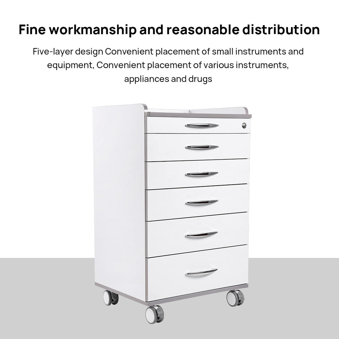 Dental NW-P4 Acrylic Mobile Cabinet Cart Five Drawers & Two Instrument Tray