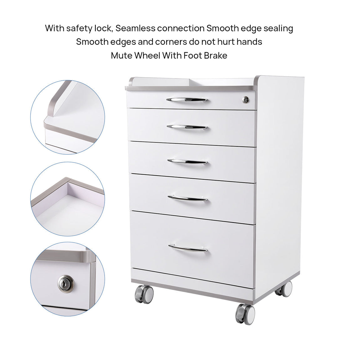 Dental NW-P4 Acrylic Mobile Cart Cabinet With Four Drawers & Two Instrument Tray