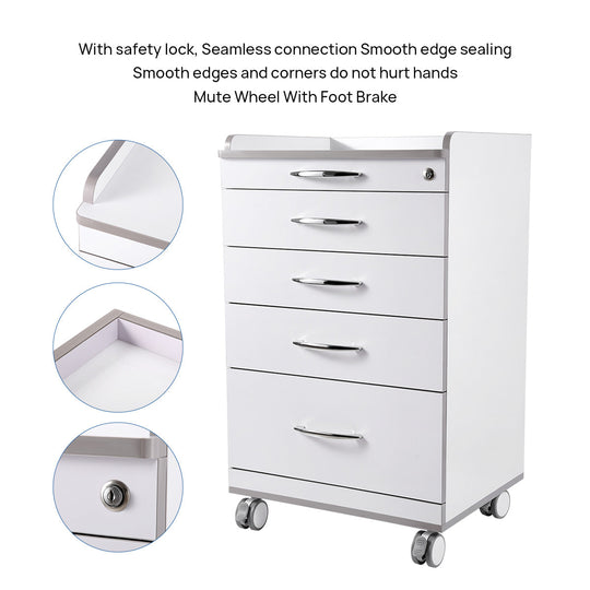 Dental NW-P4 Acrylic Mobile Cart Cabinet With Four Drawers & Two Instrument Tray