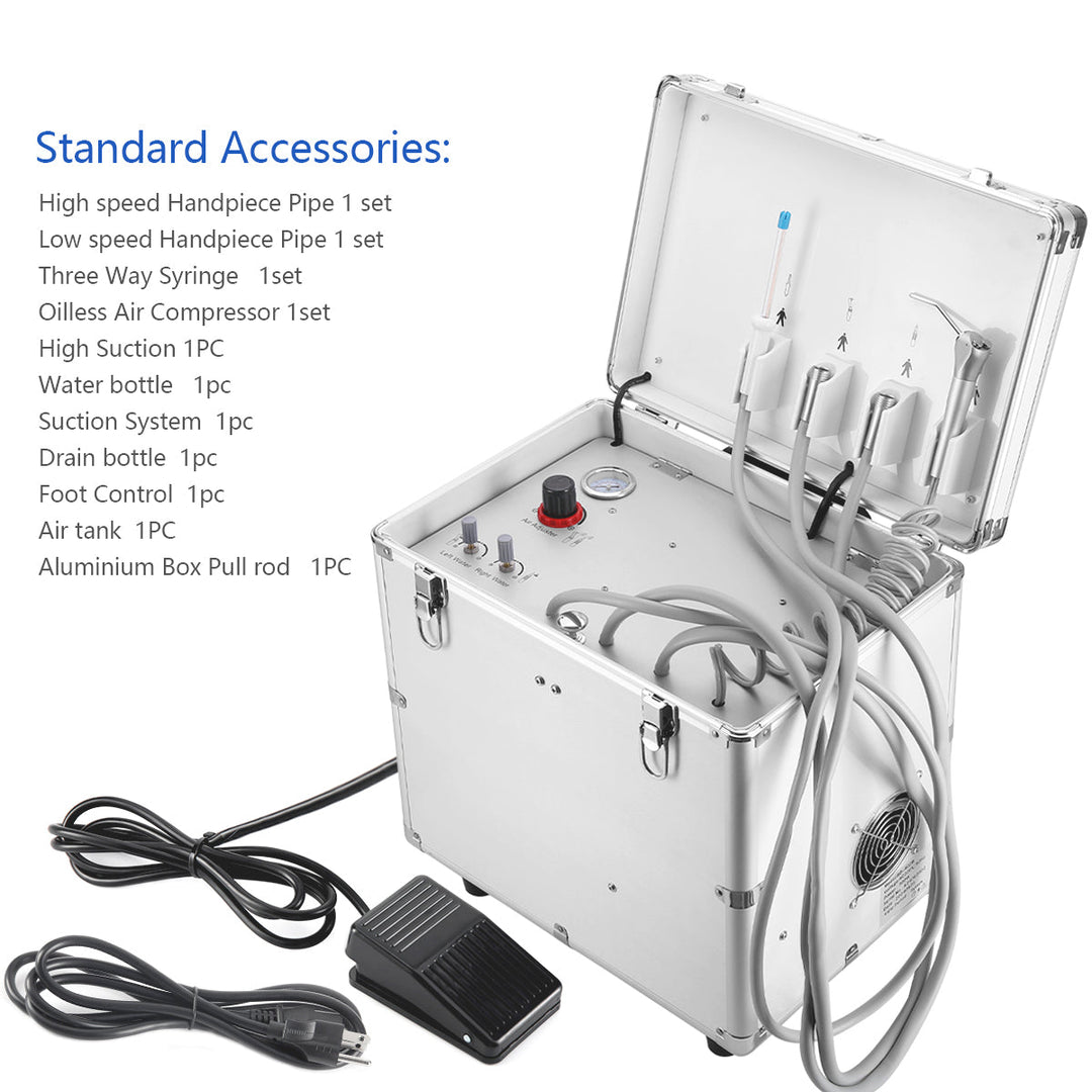 Portable Dental Turbine Machine Dental Delivery Unit Suction System with Air Compressor 4 Holes BD-402B Pull Rod