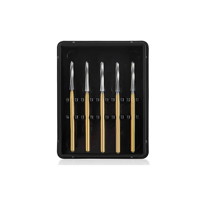 Dental Endodontic Carbide Burs FG Titanium Coated For Shaping Refining Endodontic Access Preparations 21/25/28mm 5Pcs/Box