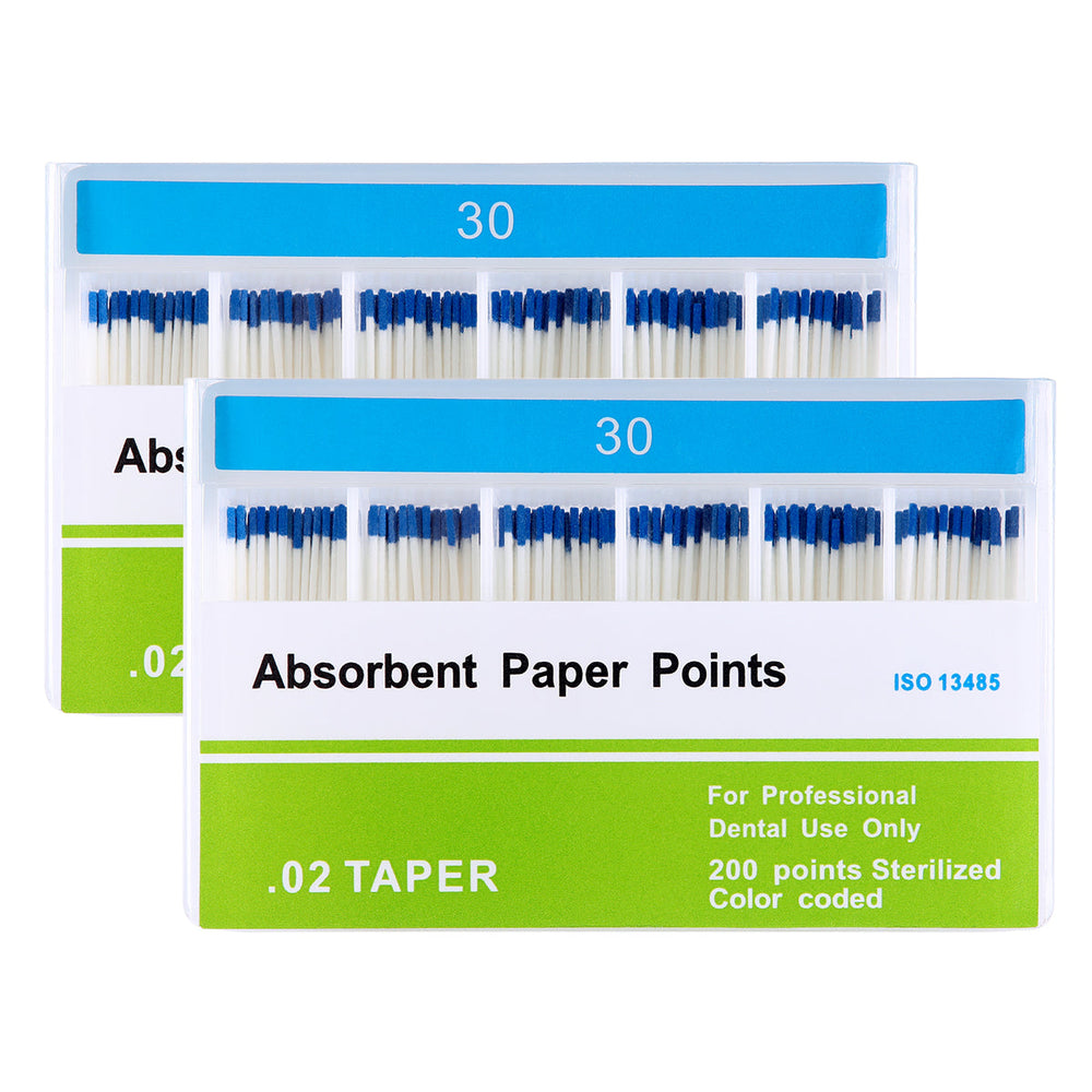 Absorbent Paper Points #30 Taper Size 0.02 Color Coded 200/Box