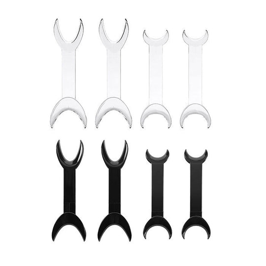 Dental T-Shape Double Head Cheek Retractors Mouth Opener Large & Small Black/Transparent 4Pcs/Set