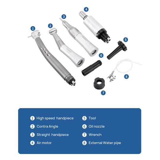 Dental High and Low Speed Handpiece Kit Stainless Body Shadowless LED E-generator 2/4 Holes