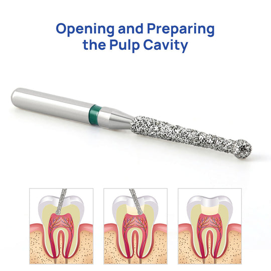 Diamond FG Endo Burs Round For Opening and Preparing the Pulp Cavity 5pcs/Pack