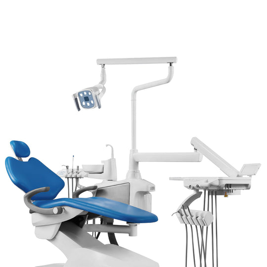 Dental Chair Unit QL2028III-2024 DC Motor Computer Controlled PU Hard Leather Dentist Stool Dark Blue