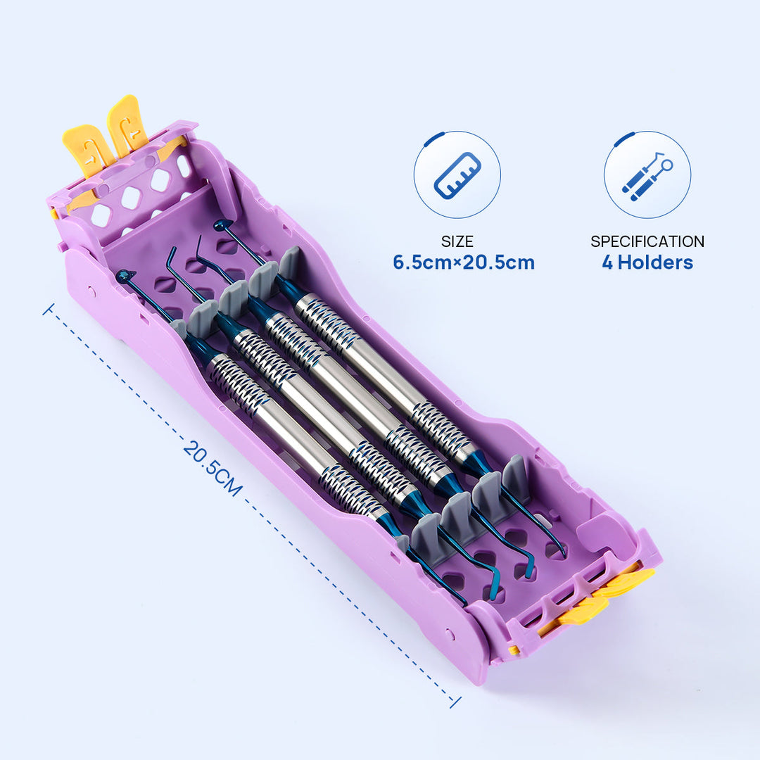 Dental Instruments Sterilization Box Autoclavable Plastic Dental Instrument Storage Rack 4 Holders