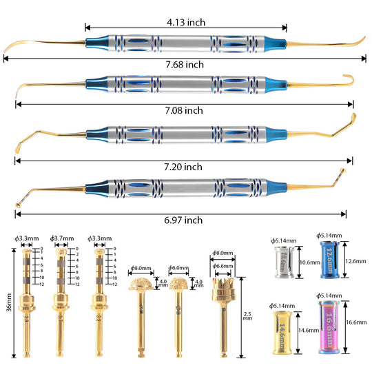 Dental Sinus Lifting Elevation Kit Implant Drills Stoppers Periosteal Separator Plant External