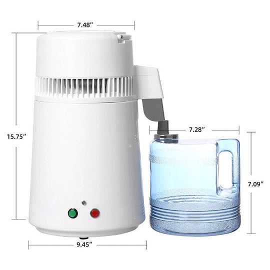 Water Distiller Stainless Steel Plastic Bucket Double Button 750W 4L 1L/H