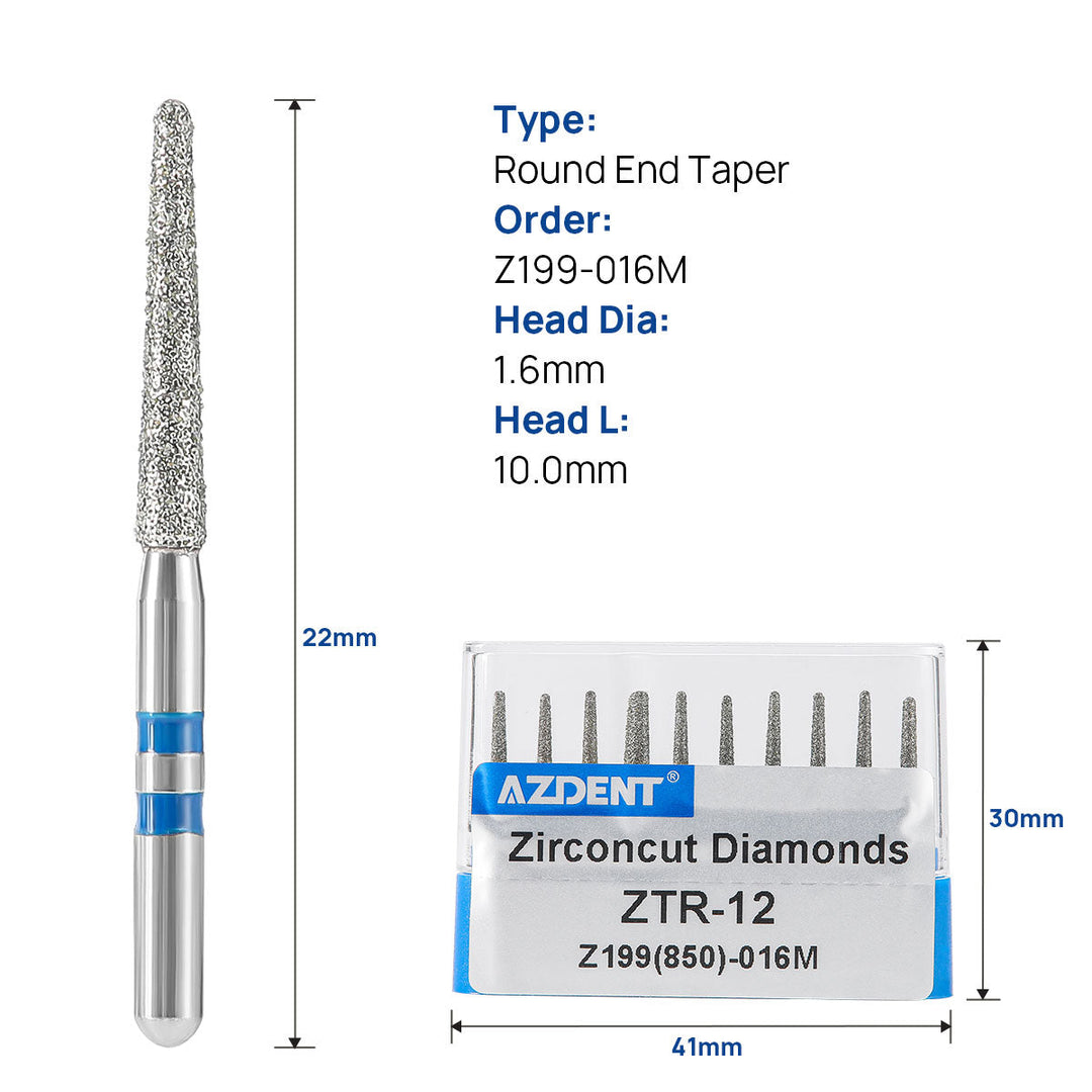 Dental Diamond Burs FG Cutting Zirconia Ceramic Round End Taper