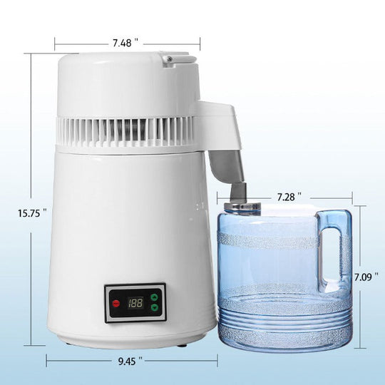 Water Distiller Stainless Steel Plastic Bucket Single Screen Button with Adjustable Temperature 4L