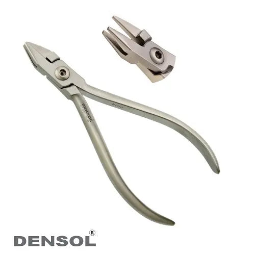 Aderer 3 Jaw Pliers Premium: Stainless steel orthodontic dental pliers with curved handles and three-jaw design. Close-up view of the precision tool's head and handles, showcasing its professional-grade construction for dental procedures.