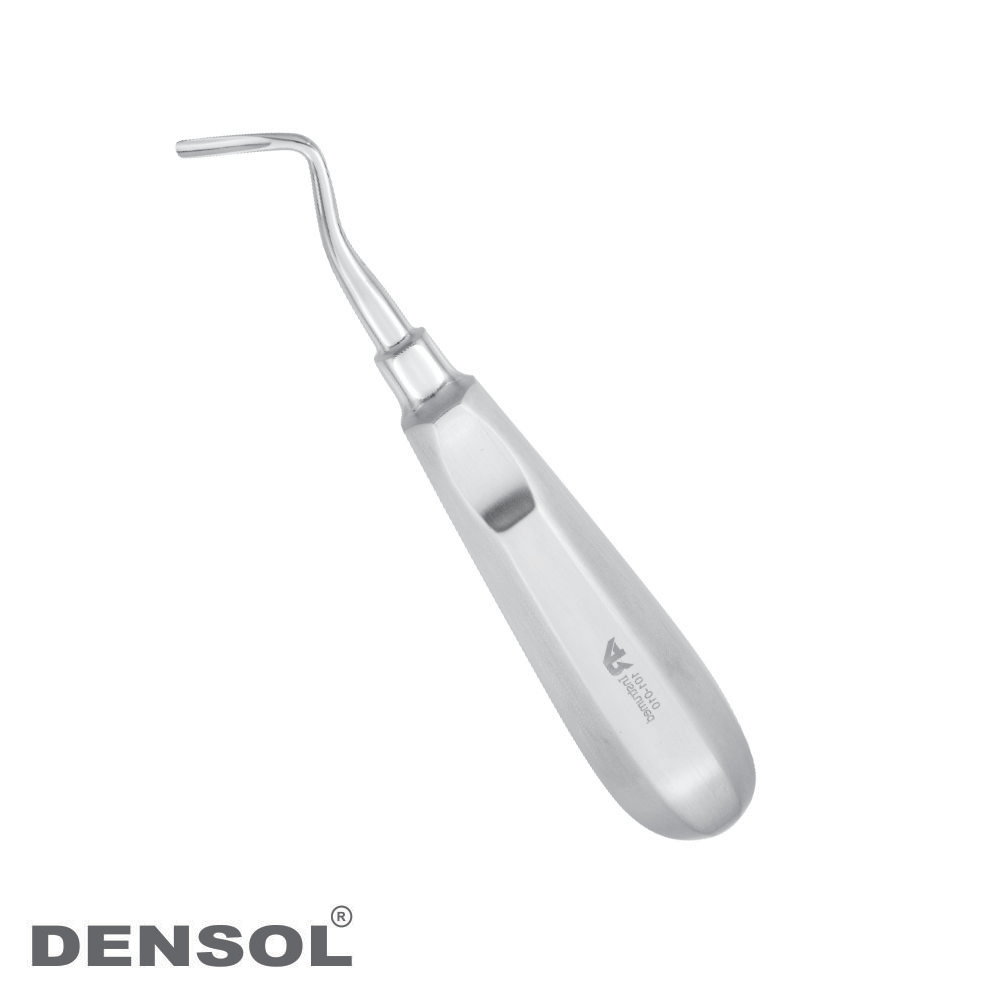 Apical 303 Root Elevator 3.0mm dental instrument with stainless steel tip and handle, used for tooth extraction, featuring a curved end for precision and leverage during dental procedures