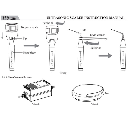 Woodpecker U6 LED Ultrasonic Scaler 7 Tips