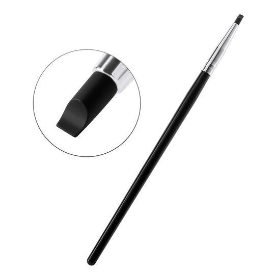 Dental Porcelain Brush Pen with black handle and silver tip, featuring close-up of silicone nib for shaping, smoothing, and removing dental composite cement. Part of 5-piece set for dental and art work precision.