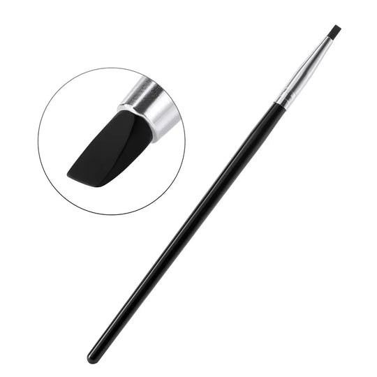 Dental Porcelain Brush Pen with black handle and silver tip, featuring a close-up of the angled silicone nib. Part of the Composite Cement Porcelain Silicone Shaping Smoothing Removing 5pcs/Bag set for dental work and art projects.