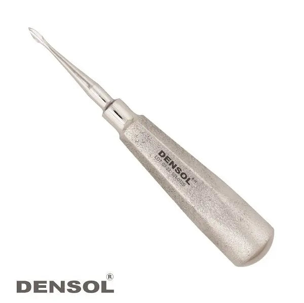 Bernard Elevators Spade Straight dental instrument with stainless steel tip and handle, showing Densol brand name on textured metallic body, used for cutting periodontal ligaments in dental procedures