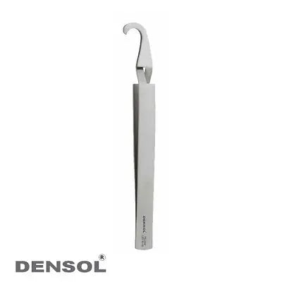 Bond Bracket Holder Tweezers 14cm, stainless steel orthodontic instrument with curved tip for precise bracket placement, featuring Densol branding on handle, designed for direct bonding in dental procedures