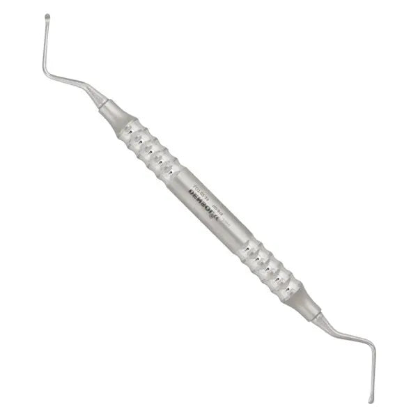 Bone Surgical Curette lucas 84 2mm: Double-ended stainless steel dental instrument with curved tips and textured grip, used for removing debris from tooth sockets after extraction. Precision-crafted for dental professionals.