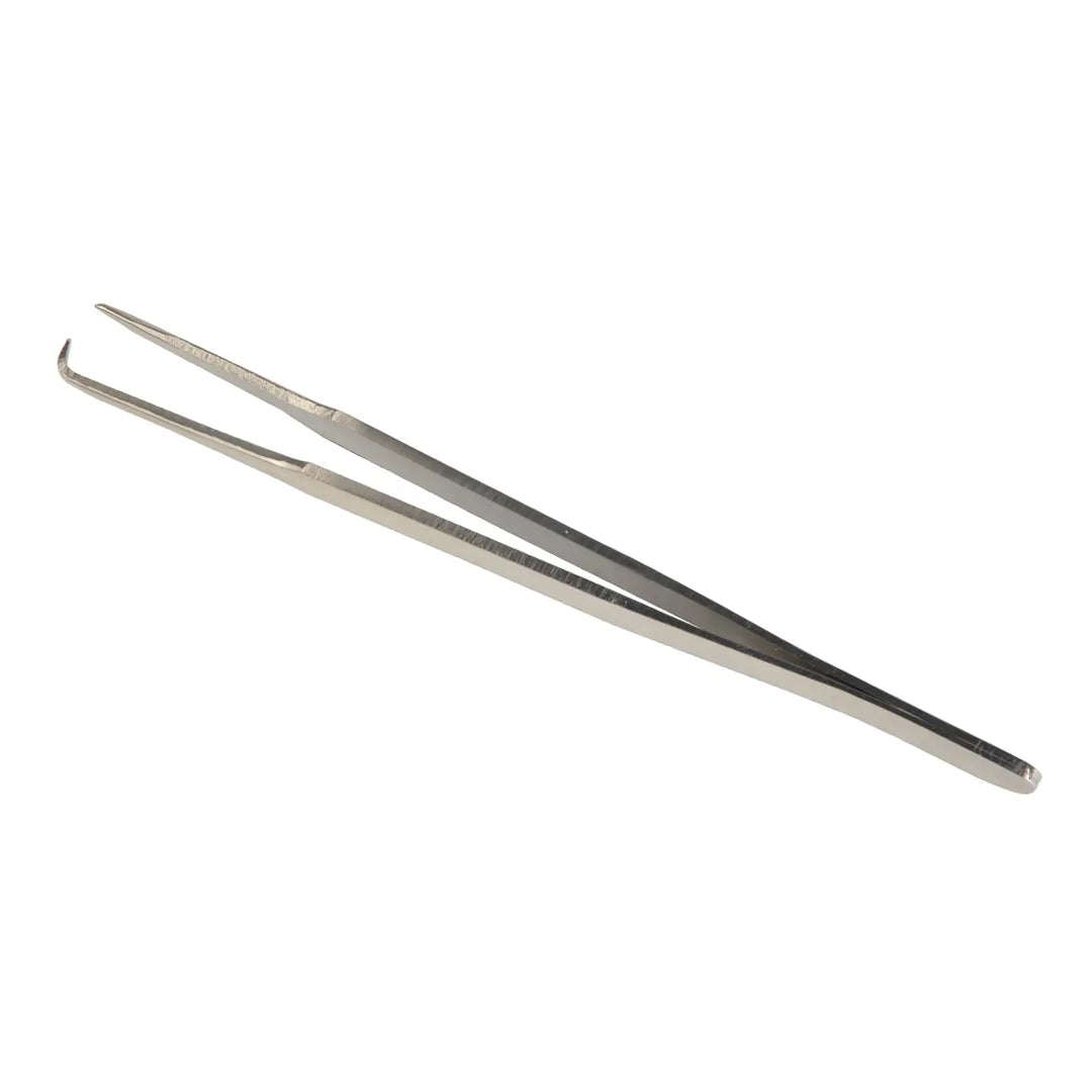 Dental tweezers for Dental Metal Self-Ligating Brackets Passive Roth. 022 Hooks On 345 With Buccal Tube 24pcs/Box. Stainless steel precision instrument with curved tips for handling small dental components during orthodontic procedures.