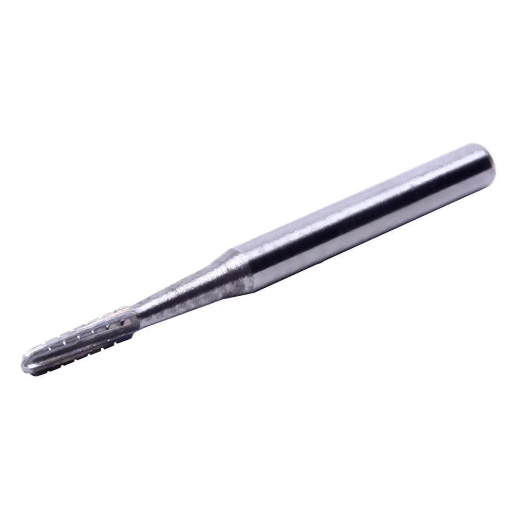 Dental Carbide Bur FG #1557 Straight Round End Crosscut Fissure 10pcs/Box, tungsten carbide dental drill bit with straight shaft and round end, designed for high-speed handpieces, featuring crosscut fissure pattern for efficient cutting in dental procedures