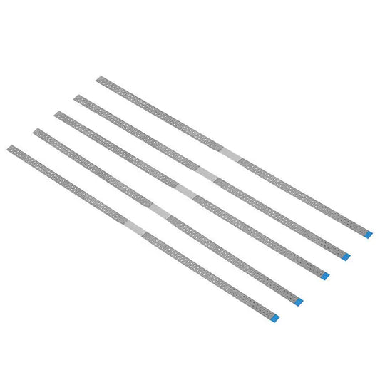 Dental Diamond Polishing Strip Stainless Steel set of 5 thin, long strips with blue tips for dental polishing and IPR system, autoclavable, varying grits for fine to medium polishing of teeth and composites