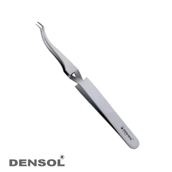 Bracket Placing Orthodontic Tweezers: Precision dental instrument with curved tips for accurate bracket positioning. Made of high-quality German stainless steel, featuring a sleek design and durable construction for professional orthodontic procedures.