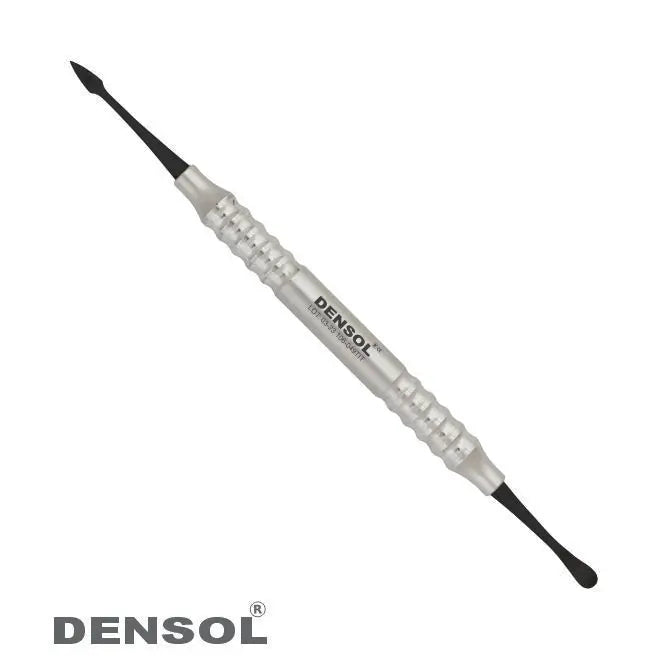 Buser Periosteal Elevator 18cm TIT Black Premium: Dental instrument with textured silver handle and black pointed tips at both ends for retracting mucoperiosteum, made of stainless steel with TIT Plasma Black coating for durability and non-stick properties