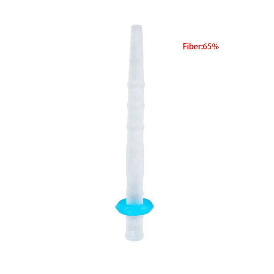 Dental Quartz Fiber Post for teeth restoration, showing a single white post with blue base. Part of a set including 4 drills and 20 posts per box. High-intensity quartz fiber resin material for improved strength and aesthetics in dental procedures.