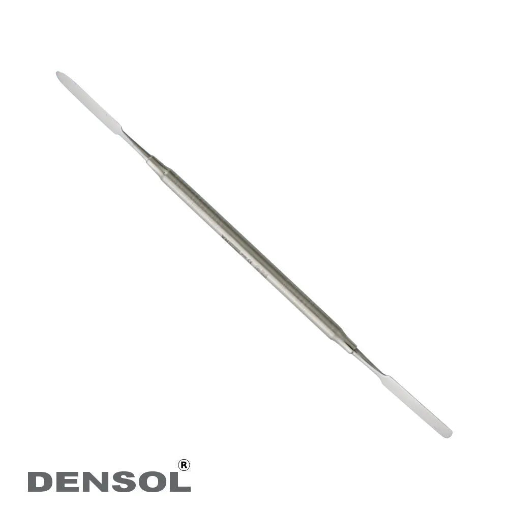 Cement Spatula 5mm Round Hollow Handle: Stainless steel laboratory tool with double-ended flat tips and a slim, cylindrical shaft for precise material handling and mixing in dental and scientific applications