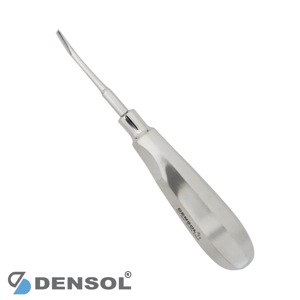 Coupland Elevator 3.5mm Curved #2 dental instrument for tooth extraction, featuring a curved stainless steel tip and ergonomic handle. Professional-grade tool used to loosen gum tissue during dental procedures. Densol brand product image.