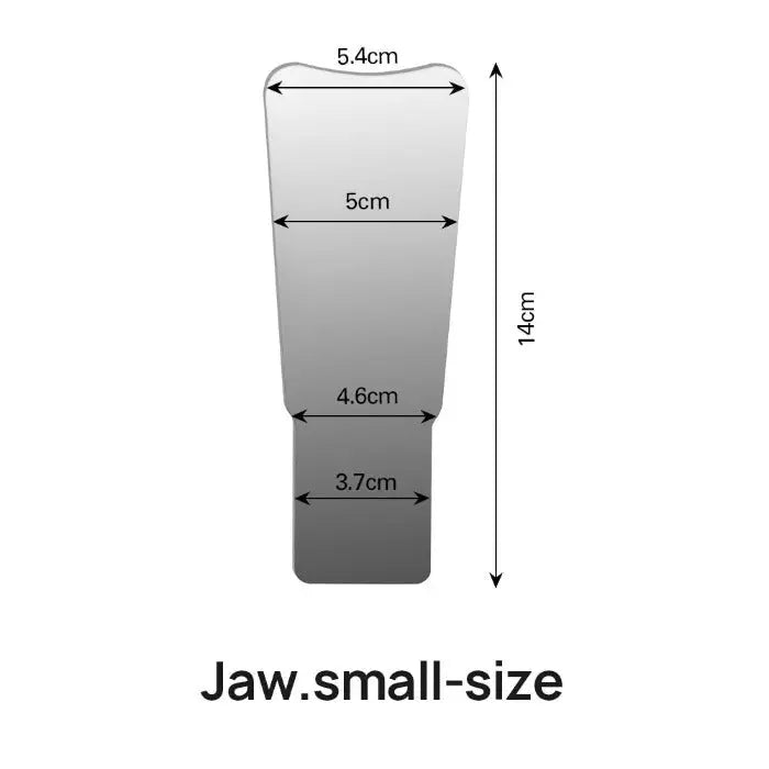 Dental Automatic Anti-fog Mirror for Oral Photography: Jaw small-size reflector dimensions 5.4cm x 14cm with graduated width from 3.7cm to 5.4cm, designed for precise intraoral imaging and dental procedures