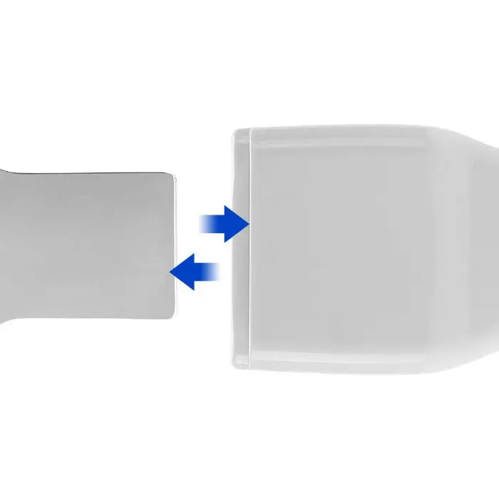 Dental Automatic Anti-fog Mirrors for Oral Photography Reflector Defog Mirror: Close-up of two white dental mirror reflectors with blue arrows indicating their connecting mechanism, showcasing the anti-fog feature for clear oral imaging and photography.