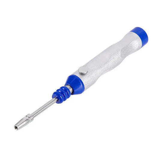 Dental Automatic Teeth Crown Remover Adjustable 4 Shifts Stainless Steel tool with white handle, blue accents, and metal tip for precise removal of dental crowns without patient discomfort, showcasing compact design and polished finish for dental professionals