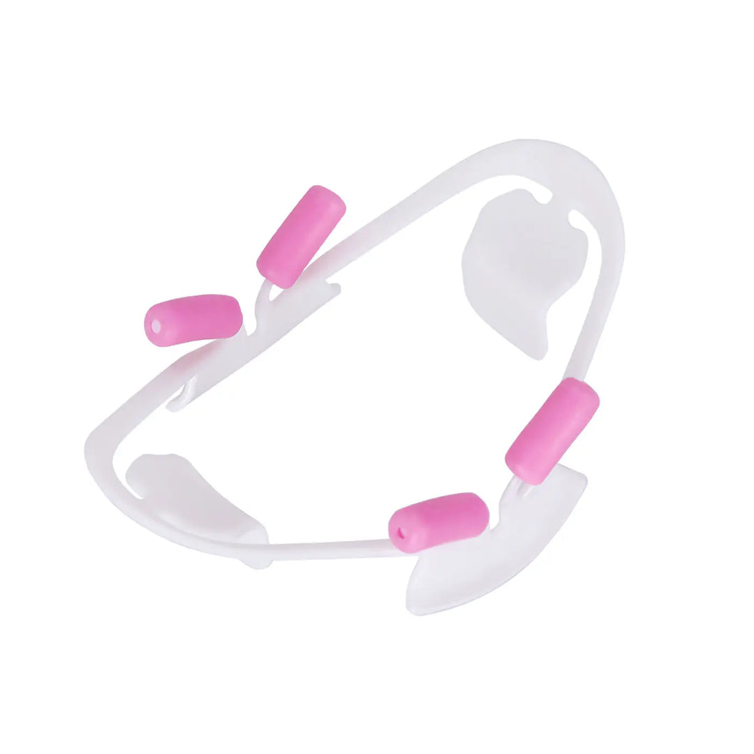 Dental Cheek Retractors 3D Mouth Opener Oral Teeth White Small with pink tips, showcasing its curved design for wider field of view, made of white plastic material suitable for adult use and sterilization