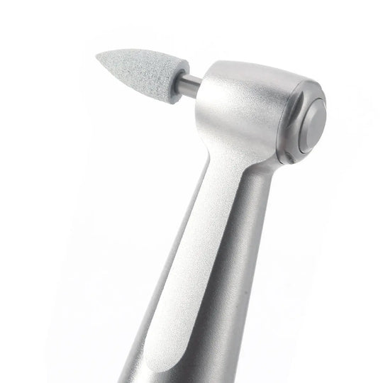 Dental Composite Polishing Kit RA 2.35MM Finishing Polishers for Contra Angle: Close-up of silver dental handpiece with pointed polishing tip, designed for precise composite and porcelain finishing in dental procedures