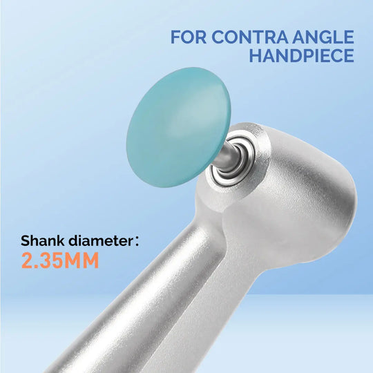 Dental Composite Polishing Kit RA 2.35MM Finishing Polishers for Contra Angle Handpiece, featuring a silver metal shank with 2.35MM diameter and a teal polishing head, designed for precision dental work and composite finishing