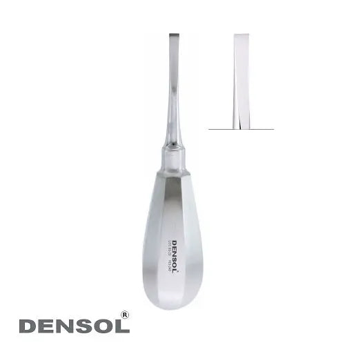 Dental Crown Spreader Straight Fig4: Professional stainless steel dental instrument with straight handle and narrow tip for crown removal procedures. Features DENSOL branding and durable construction for precise dental work.