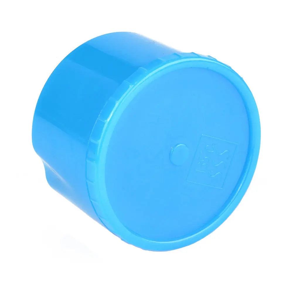 Dental Endodontic Sponge Endo Clean Stand Oval Insert Refill: Blue cylindrical container with smooth surface and flat top, designed for dental procedures. Compact size with secure lid for easy storage and sterilization of endodontic sponges.