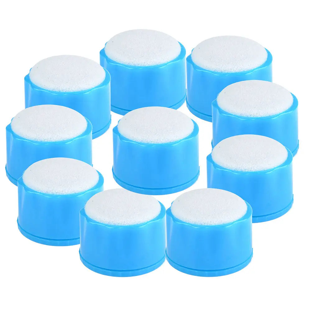 Dental Endodontic Sponge Endo Clean Stand Oval Insert Refill: Set of blue cylindrical sponge inserts with white tops arranged in a circular pattern, showcasing their uniform shape and size for dental use