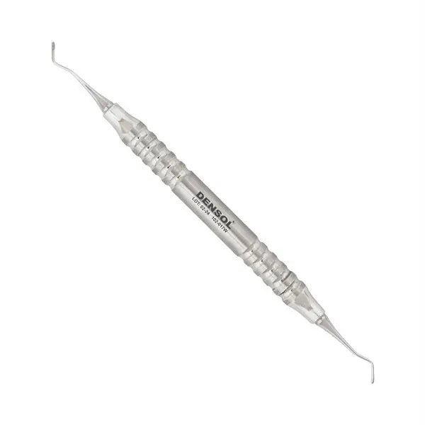 Dental Excavator #17W Oval Spoon 1.2mm, stainless steel double-ended dental tool with oval spoon tips, textured handle for grip, used for removing decay and debris in dental procedures