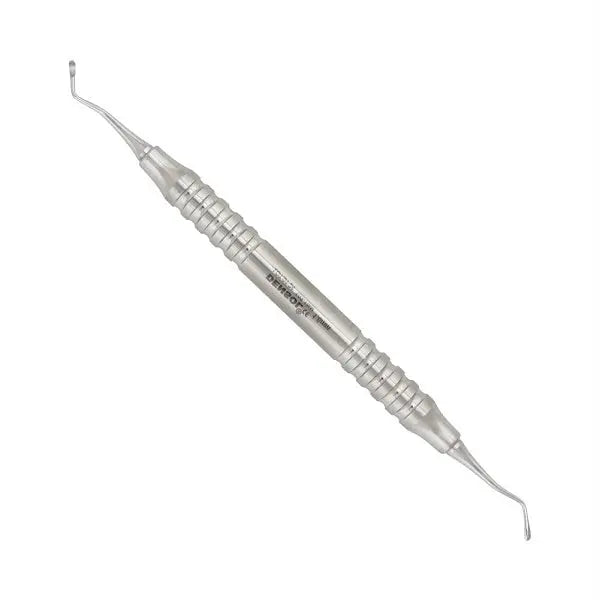 Dental Excavator #19W Oval Spoon 1.8mm: Double-ended stainless steel dental tool with oval spoon tips and textured handle for removing decay and debris in dental procedures. Premium quality instrument for precise dental restoration work.