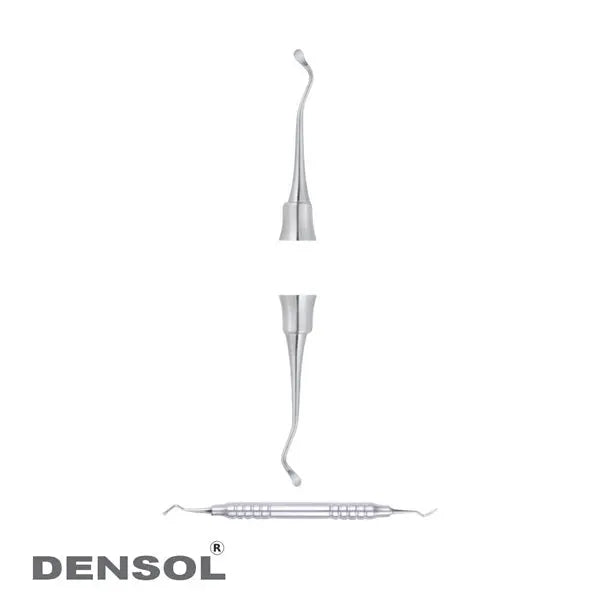 Dental Excavators 2.5mm Oval Spoon - Double-ended stainless steel dental tool with curved tips and round hollow handle, used for removing decay and debris in dental procedures, shown against white background