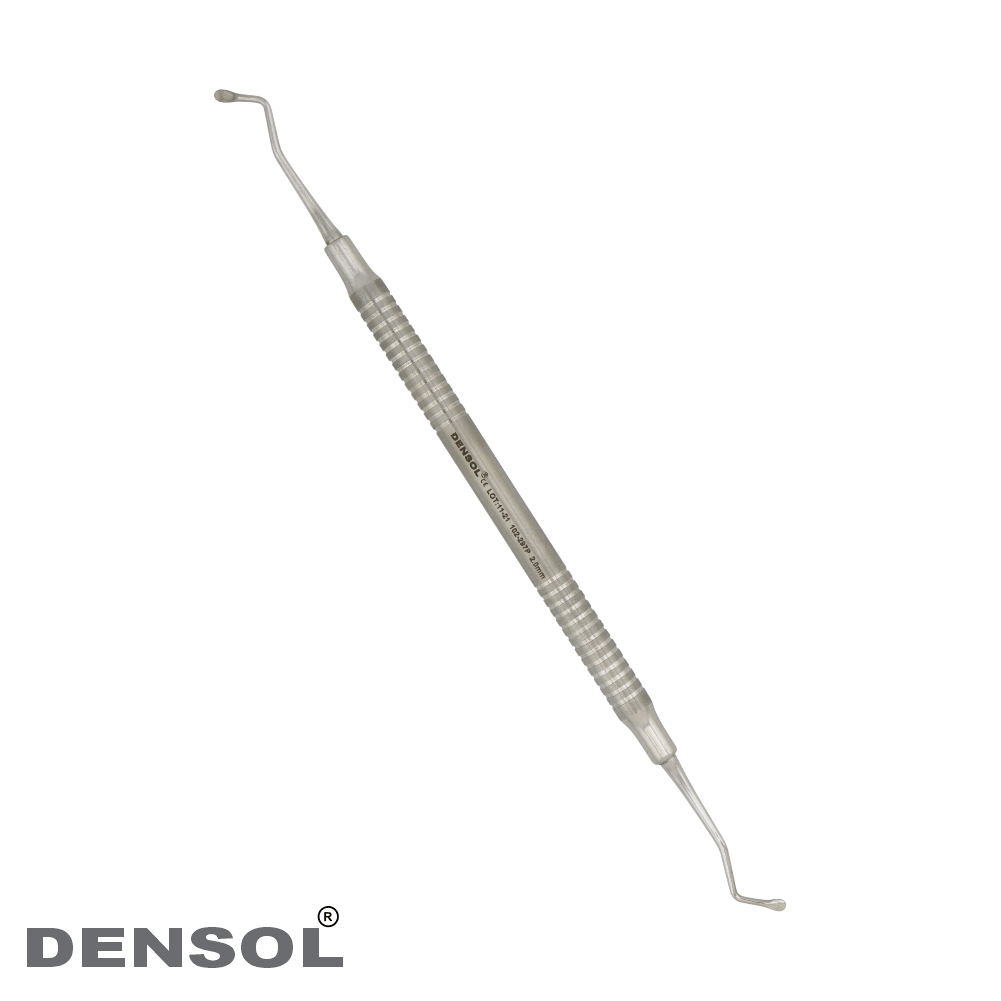 Dental Excavators 2mm Spoon Oval: Premium double-ended stainless steel dental tool with 2mm spoon-shaped tips for removing decay and debris. Features a round hollow handle and sharp edges for precise dental restoration procedures.