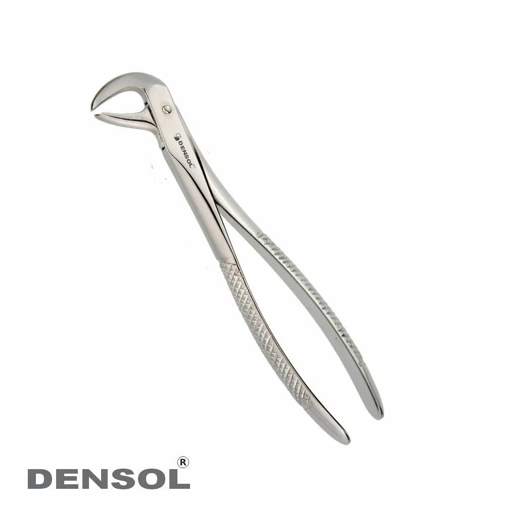 Dental Extracting Forceps-Lower Molars Fig 99: Stainless steel dental tool with curved beaks and textured handles for precise lower molar extraction. Denso brand professional-grade instrument for dentists and oral surgeons.